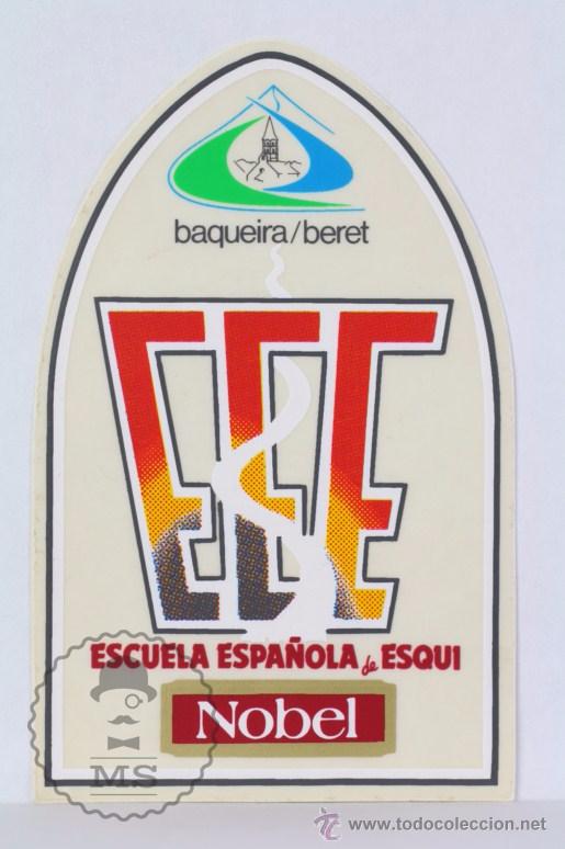 Pegatinas de colecci&oacute;n: Adhesivo / Pegatina Publicitaria - Escuela Espa&ntilde;ola de Esqu&iacute; / EEE - Nobel - Medidas 12 x 7,5 Cm