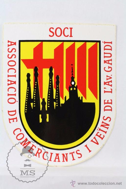 Pegatinas de colecci&oacute;n: Pegatina / Adhesivo - Associaci&oacute; de Comerciants i Ve&iuml;ns de L'Av Gaud&iacute; - 14,5 x 11,5 Cm