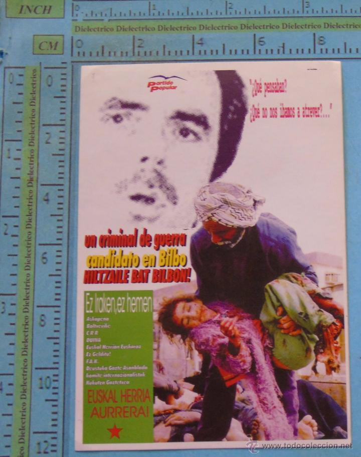 Collection stickers: PEGATINA POL&Iacute;TICA SINDICAL REIVINDICATIVA. PRESIDENTE AZNAR, PARTIDO POPULAR. EUSKAL HERRIA