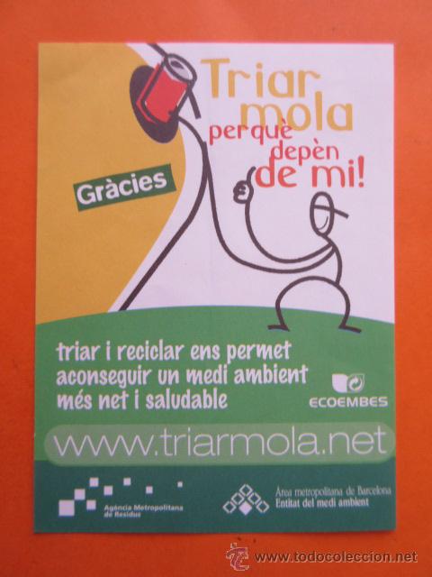 Pegatinas de colecci&oacute;n: PEGATINA - ADHESIVO AREA METROPOLITANA DE BARCELONA MEDIOAMBIENTE TRIAR MOLA RECICLA