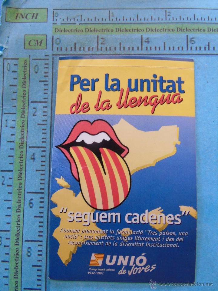 Pegatinas de colecci&oacute;n: PEGATINA POL&Iacute;TICA SINDICAL REIVINDICATIVA. CATALU&Ntilde;A. LENGUA TIPO ROLLING STONES. UNIO DE JOVES