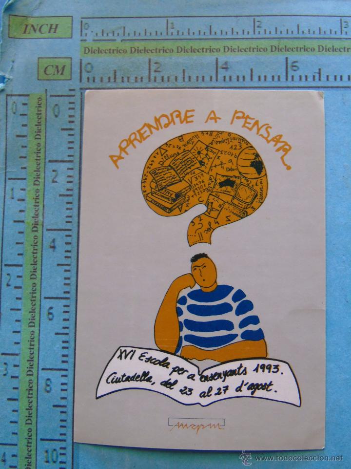 Autocolantes de cole&ccedil;&atilde;o: PEGATINA POL&Iacute;TICA SINDICAL REIVINDICATIVA. APRENDE A PENSAR 1993. ESCUELA CIUTADELLA