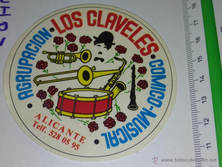 Autocollants de collection: ANTIGUA PEGATINA AGRUPACION LOS CLAVELES , COMICO - MUSICAL , ALICANTE