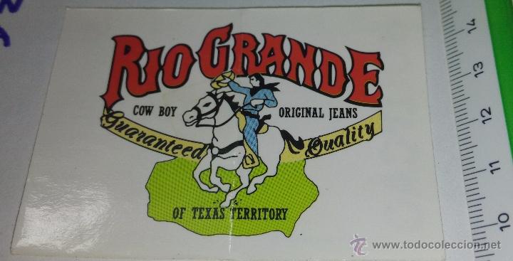 Autocollants de collection: ANTIGUA PEGATINA RIO GRANDE COW BOY ORIGINAL JEANS OF TEXAS TERRITORY BOLLYCAO