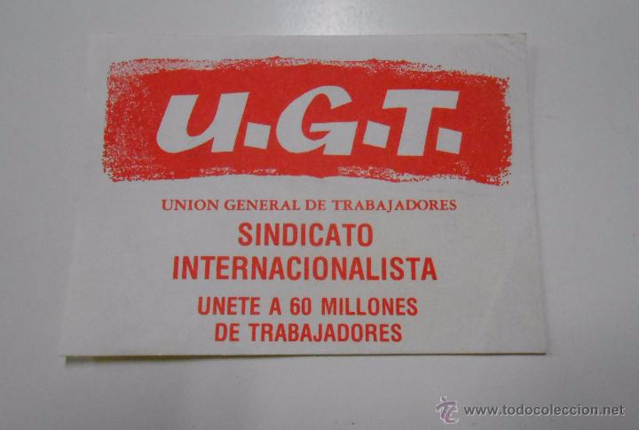 Autocolantes de cole&ccedil;&atilde;o: PEGATINA SIN ADHESIVO UNION GENERAL DE TRABAJADORES. SINDICATO INTERNACIONALISTA. TDKP6