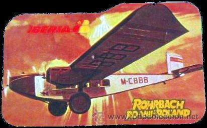 Pegatinas de colecci&oacute;n: Pegatina promocional de Iberia del a&ntilde;o 1969. Avi&oacute;n Rohrbach Ro-VIII-Roland. Nueva.