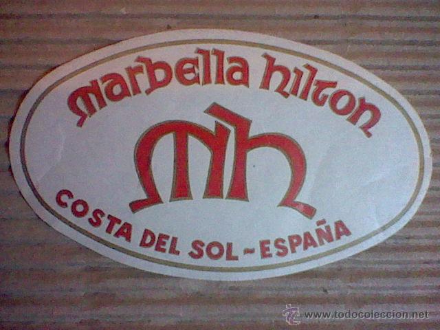 Pegatinas de colecci&oacute;n: pegatina maleta etiqueta Marbello Hilton costa del sol 12,5 x 7,5 cms