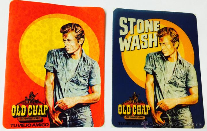 Pegatinas de colecci&oacute;n: 2 pegatinas de James Dean - Publicidad de Old Chap - A&ntilde;os 80- Cine