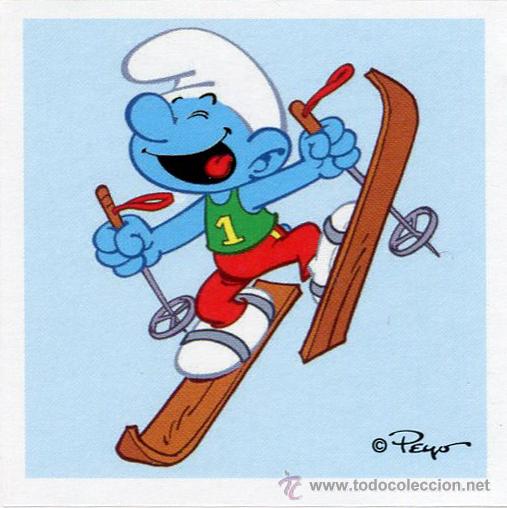 Pegatinas de colecci&oacute;n: PEGATINA PITUFO ESQUIADOR LOS PITUFOS THE SMURFS 4,3 X 4,3 MIRA MIS OTRAS PEGATINAS