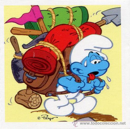 Pegatinas de colecci&oacute;n: PEGATINA PITUFO MOCHILA LOS PITUFOS THE SMURFS 4,3 X 4,3 MIRA MIS OTRAS PEGATINAS