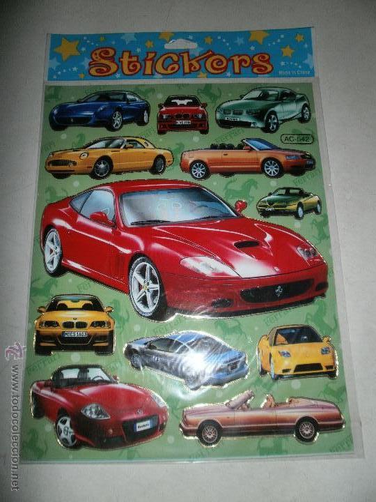 Pegatinas de colecci&oacute;n: HOJA CON ADHESIVOS DE DIFERENTES MODELOS DE COCHE FERRARI BMW AUDI