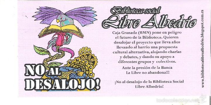 Pegatinas de colecci&oacute;n: PEGATINAS POLITICAS 1 PEGATINA POLITICA - NO AL DESALOJO BIBLIOTECA SOCIAL LIBRE ALBEDRIO