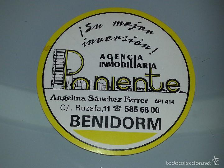 Pegatinas de colecci&oacute;n: ANTIGUA PEGATINA PUBLICITARIA DE LA AGENCIA INMOBILIARIA PONIENTE - BENIDORM - A&Ntilde;OS 80