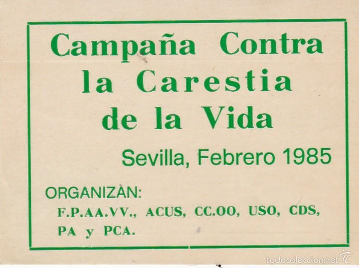 Pegatinas de colecci&oacute;n: Pegatina, pegatinas, adhesivo, adhesivos. UNITARIA CONTRA CARESTIA VIDA, Sevilla 1985