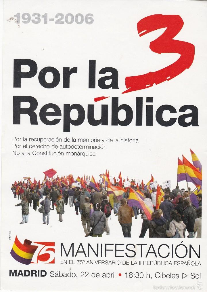 Pegatinas de colecci&oacute;n: Pegatina, pegatinas, adhesivo, adhesivos. 75 ANIVERSARIO ii&ordf; REP&Uacute;BLICA. Madrid 2006