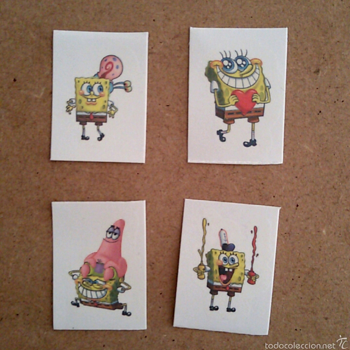 Pegatinas de colecci&oacute;n: Lote 4 TATUAJES TEMPORAL - BOB ESPONJA