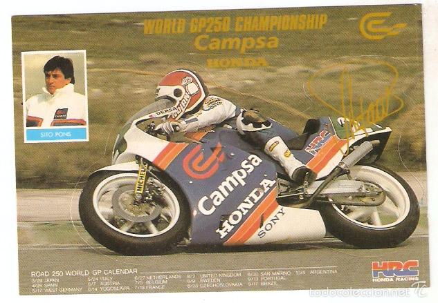 Pegatinas de colecci&oacute;n: Sito Pons. Moto Honda. Campsa. Vell i Bell