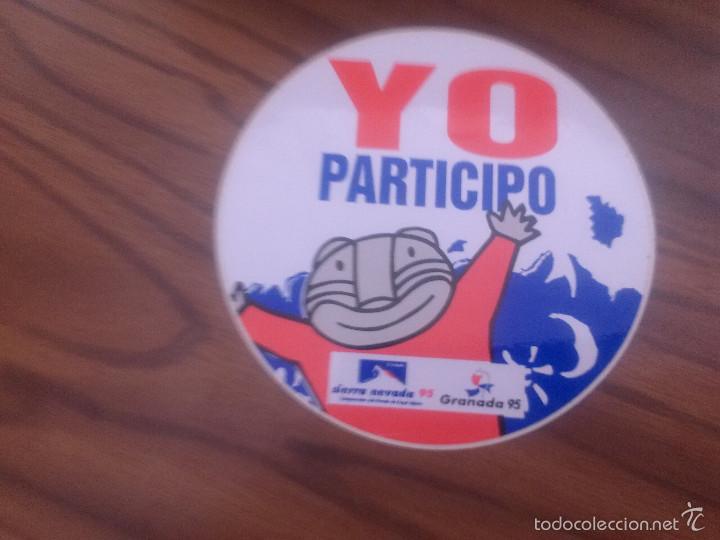 Pegatinas de colecci&oacute;n: PEGATINA. YO PARTICIPO. MASCOTA DE MUNDIAL DE ESQU&Iacute;. REDONDA. GRANADA.  RARA. SIN PEGAR. BUEN ESTADO