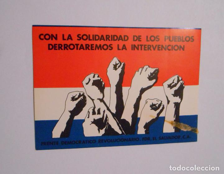Pegatinas de colecci&oacute;n: PEGATINA CON LA SOLIDARIDAD DE LOS PUEBLOS DERROTAREMOS LA INTERVENCION. EL SALVADOR. TDKP7