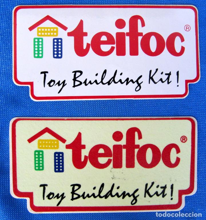 Pegatinas de colecci&oacute;n: 2 PEGATINAS JUEGOS DE CONSTRUCCI&Oacute;N TEIFOC. PARA ENGANCHAR EN VIDRIOS DE COMERCIO.