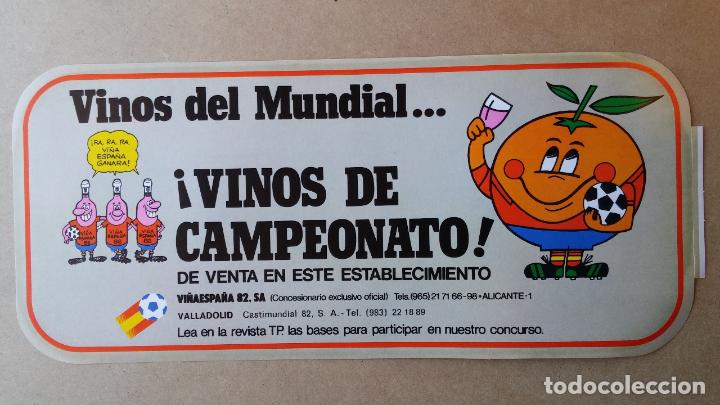 Pegatinas de colecci&oacute;n: Pegatina cartel de vinos del mundial de futbol 1982 de 32 x 14 cms ,vinos de campeonato