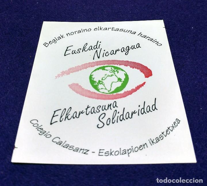 Adesivi di collezione: ANTIGUA PEGATINA EUSKADI NICARAGUA. SOLIDARIDAD. COLEGIO CALASANZ. TRANSICION POLITICA VASCA