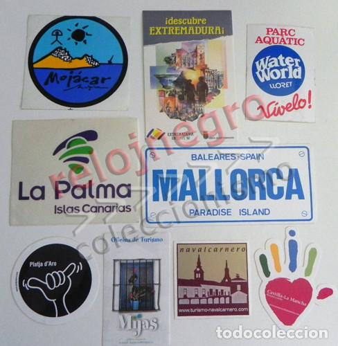 Autocollants de collection: LOTE PEGATINAS DE TURISMO - MALLORCA PEGATINA EXTREMADURA CASTILLA LA MANCHA PALMA CANARIAS MOJ&Aacute;CAR