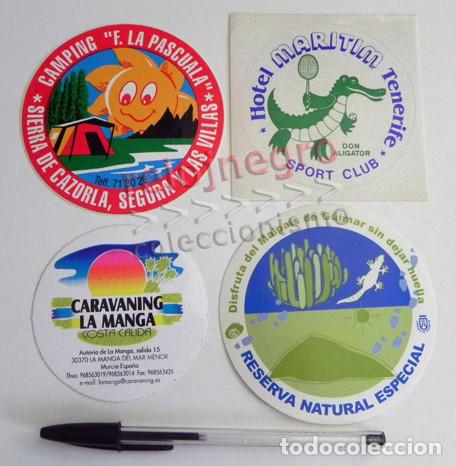 Sammlung von Aufklebern: LOTE PEGATINAS CAMPING SIERRA DE CAZORLA / HOTEL TENERIFE / MALPA&Iacute;S / CARAVANING LA MANGA - PEGATINA