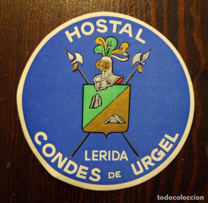 Pegatinas de colecci&oacute;n: ANTIGUA ETIQUETA - PEGATINA PARA MALETAS HOSTAL CONDES DE URGEL - L&Eacute;RIDA.
