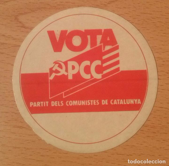 Autocolantes de cole&ccedil;&atilde;o: Pegatina pol&iacute;tica. Vota PCC. Partit dels Comunistes de Catalunya. A&ntilde;os 80. Sin pegar.