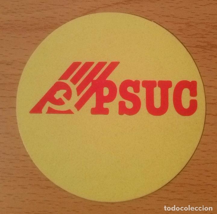 Autocolantes de cole&ccedil;&atilde;o: Pegatina pol&iacute;tica. PSUC Amarilla. Partit Socialista Unificat de Catalunya. A&ntilde;os 80. Sin pegar.
