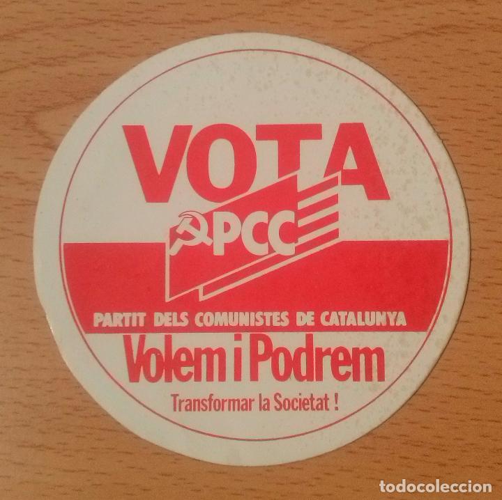 Autocolantes de cole&ccedil;&atilde;o: Pegatina pol&iacute;tica. Vota PCC. Volem i podrem Transformar la societat. A&ntilde;os 80. Sin pegar.