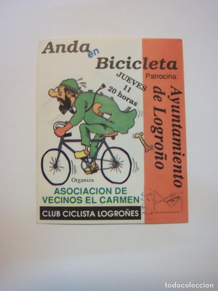 Autocolantes de cole&ccedil;&atilde;o: PEGATINA ADHESIVO ANDA EN BICICLETA. AYUNTAMIENTO DE LOGRO&Ntilde;O. CLUB CICLISTA LOGRO&Ntilde;ES. TDKP12