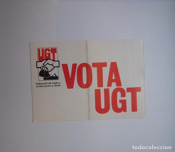 Pegatinas de colecci&oacute;n: PEGATINA ADHESIVO VOTA UGT. UNION GENERAL TRABAJADORES. FEDERACION MADERA CONSTRUCCION. TDKP12