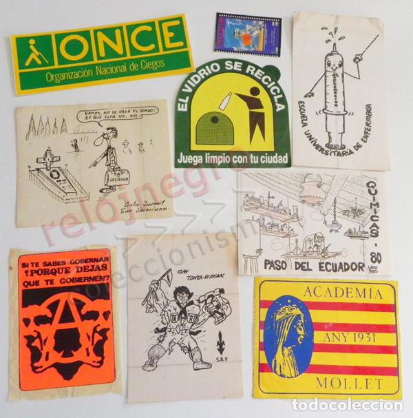 Autocollants de collection: LOTE DE ANTIGUAS PEGATINAS - PUBLICIDAD DE LA ONCE LOGOTIPO - RECICLA ECOLOG&Iacute;A - PEGATINA ANARQUISTA