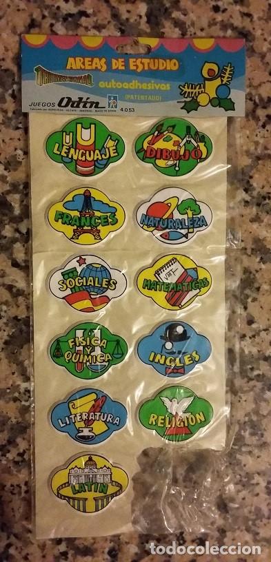 Pegatinas de colecci&oacute;n: Pegatinas acolchadas de Juegos Odin, areas de estudio, aignaturas. Blister de 11 pegatinas a&ntilde;os 80