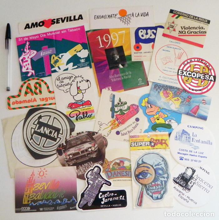 Autocollants de collection: GRAN LOTE DE PEGATINAS A&Ntilde;OS 80 90 - PEGATINA PUBLICITARIA - PUBLICIDAD CAMPING ARACENA - AMO SEVILLA