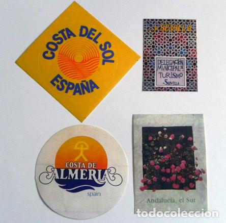 Autocollants de collection: LOTE DE PEGATINAS TURISMO EN ANDALUC&Iacute;A - COSTA DEL SOL M&Aacute;LAGA -COSTA DE ALMER&Iacute;A - SEVILLA - PEGATINA
