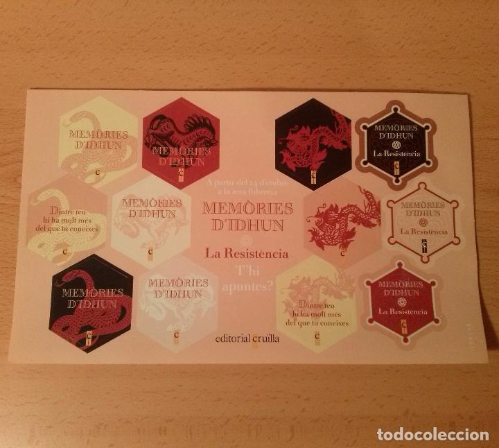Pegatinas de colecci&oacute;n: Hoja 12 pegatinas adhesivos libro Mem&ograve;ries d'Idhun. La resist&egrave;ncia. Editorial Cru&iuml;lla. Merchandising
