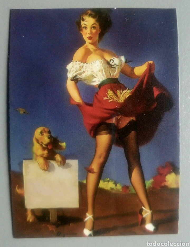 Pegatinas de colecci&oacute;n: Pegatina chica con perro pin up vintage