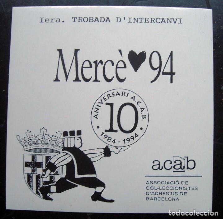 Pegatinas de colecci&oacute;n: pegatina 1 trobada de intercamvi adhesius barcelona 1994 - 10,5x10,5 cm.