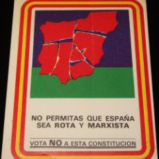 Pegatinas de colección: VOTA NO A ESTA CONSTITUCIÓN - FUERZA NUEVA. Lote 400575664