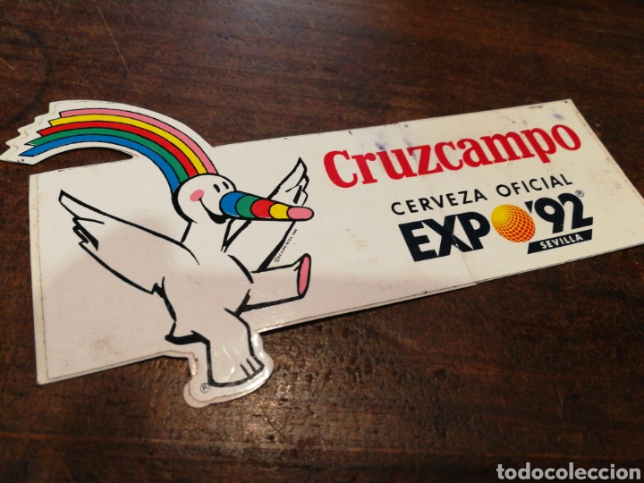 Pegatinas de colecci&oacute;n: PEGATINA STICKER CERVEZA CRUZCAMPO OFICIAL EXPO'92. 14'5X8CM.