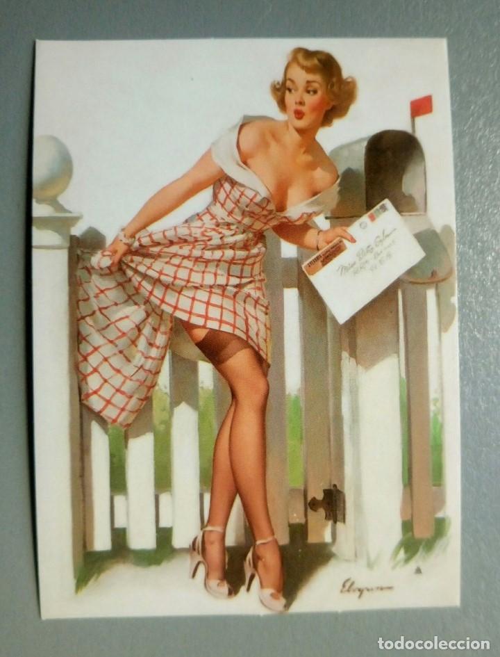 Pegatinas de colecci&oacute;n: pegatina chica pin up con carta