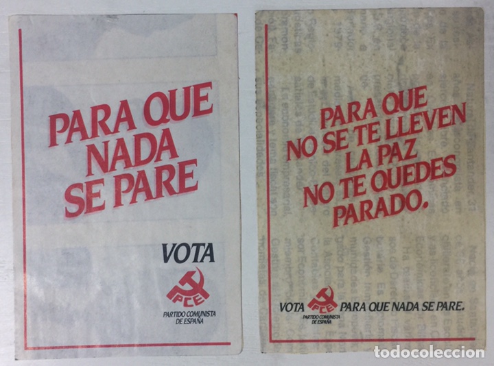 Adesivi di collezione: Lote 2 Pegatina Pol&iacute;tica PCE - Partido Comunista de Espa&ntilde;a - A&ntilde;os 70