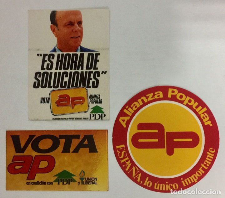 Adesivi di collezione: Lote 3 Pegatina Pol&iacute;tica AP - Alianza Popular A&ntilde;os 80