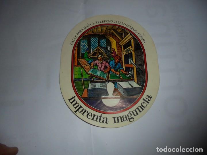 Collection stickers: ANTIGUA PEGATINA DE LA IMPRENTA MAGUNCIA OVIEDO
