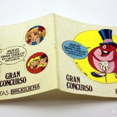 Pegatinas de colección: PEGATINA DEL CONCURSO GRAN CHOLLO DE BRUGUERA - HOJA DOBLE, COMPLETA - BIEN CONSERVADA - DIFICIL. Lote 133025582