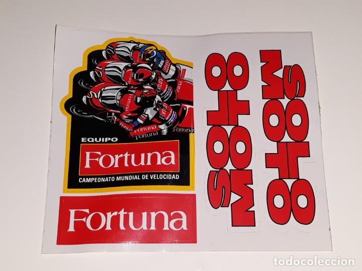 Pegatinas de colecci&oacute;n: ANTIGUAS PEGATINAS PLIEGO DE LA REVISTA SOLO MOTO FORTUNA EQUIPO MOTO GP A&Ntilde;OS 80