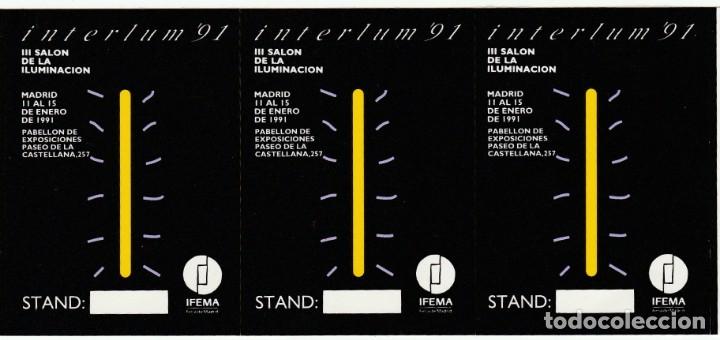 Pegatinas de colecci&oacute;n: ADHESIVO ETIQUETA - INTERLUM 91 - III SALON DE LA ILUMINACION - MADRID -TIRA DE 3 PEGATINAS - NUEVA